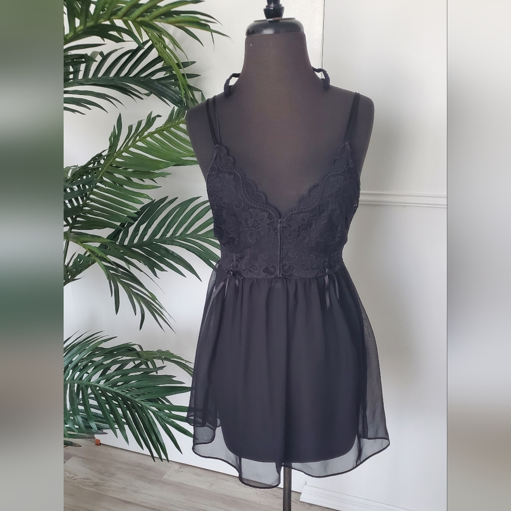 LAST PRICE DROP! Fantasies Black Sheer Babydoll 2 Piece Set Sz M